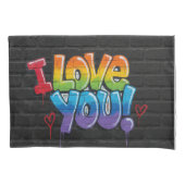 Black Brick Wall with Graffiti “I Love You!” Kussensloop (Voorkant)