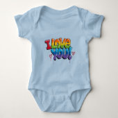 Black Brick Wall with Graffiti “I Love You!” Romper (Voorkant)
