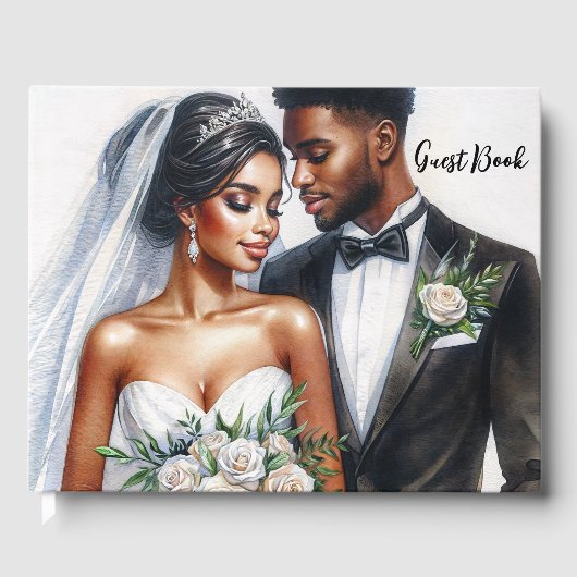 Black Bridal Couple Wedding Guest Book Gastenboek (Voorkant)