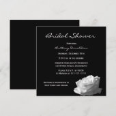 Black Bridal Douche Uitnodiging, Zwart & Witte Roo Kaart (Voorkant / Achterkant)