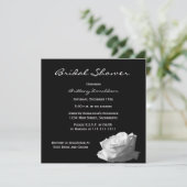 Black Bridal Douche Uitnodiging, Zwart & Witte Roo Kaart (Staand voorkant)