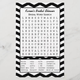 Black Bridal Party Shower Word Search Game
