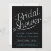 Black Bridal Shower Invitation - Zilver Script Kaart (Voorkant)