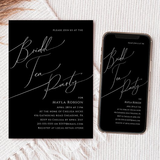Black Bridal Tea Party van het miniatuurscript Kaart