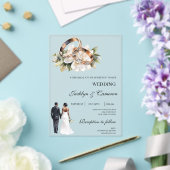 Black bride and groom acrylic wedding acryl uitnodigingen (Insitu (Huwelijk))