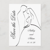 Black Bride and Groom Silhouette Bewaar de datum Aankondigingskaart (Voorkant)
