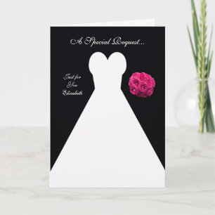 Black Bridesmaid Invitation Kaart - Bridal Gown