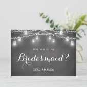 Black Bridesmaid Invitation schoolbord Kaart (Staand voorkant)