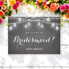 Black Bridesmaid Invitation schoolbord Kaart