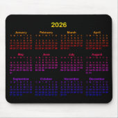 Black Bright Rainbow Gradient 2026 Calendar Muismat (Voorkant)