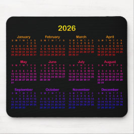 Black Bright Rainbow Gradient 2026 Calendar Muismat