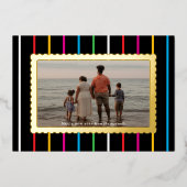 Black Bright Stripes and Scallops Landscape Photo Folie Feestdagenkaart (Voorkant)