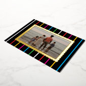 Black Bright Stripes and Scallops Landscape Photo Folie Feestdagenkaart (Gedraaid)