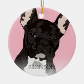 Black Brindle French Bulldog Kerstmis Keramisch Ornament (Voorkant)