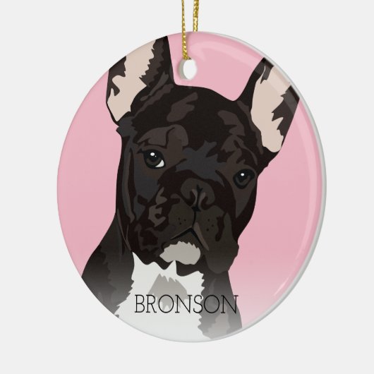 Black Brindle French Bulldog Kerstmis Keramisch Ornament (Links)