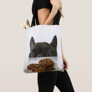 Black Brindle French Bulldog Tote Bag