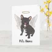 Black Brindle Frenchie Sympathie Memorial Kaart (Gele Bloem)