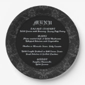 Black Brocade Gothic Theme Weddenschap & diner Men Papieren Bordje (Voorkant)