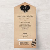 Black Broken Heart Tweede huwelijk All In One Uitnodiging (Binnen)