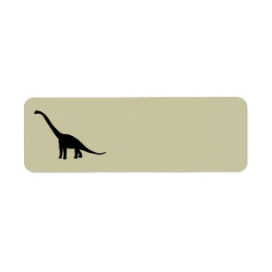 Black Brontosaurus Dinosaur Shadow Dino Etiket
