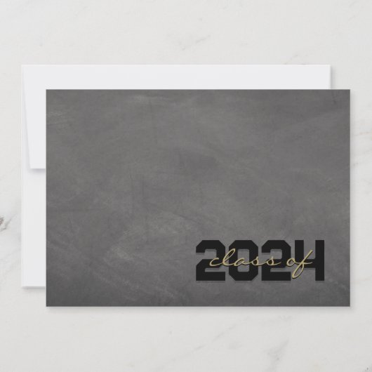 Black & Bronze Chalkboard Afstuderen Aankondiging (Achterkant)