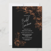 Black Bronze Floral Bridal Luncheon Invitation Kaart (Voorkant)