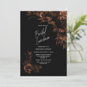 Black Bronze Floral Bridal Luncheon Invitation Kaart (Staand voorkant)