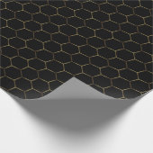 Black Bronze Honeycomb Hexagon Pattern Chic Manly Cadeaupapier (Hoek)
