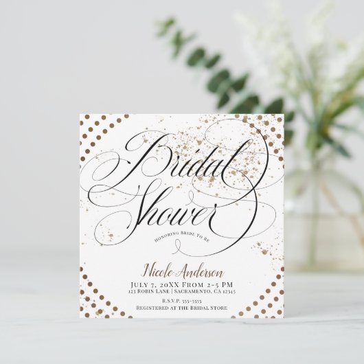 Black Bronze Modern Chic Verloving Vrijgezellenfee Kaart (Staand voorkant)