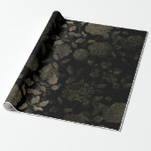 Black Bronze Ombre Modern  Floral Toile Cadeaupapier (Uitgerold)