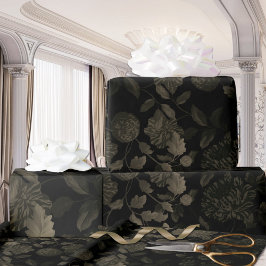 Black Bronze Ombre Modern  Floral Toile Cadeaupapier