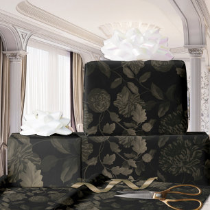 Black Bronze Ombre Modern  Floral Toile Cadeaupapier