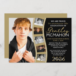 Black & Bronze Photo Filmstrip Afstudeerder Aankon Kaart