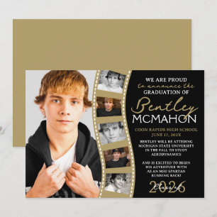 Black & Bronze Photo Filmstrip Afstudeerder Aankon Kaart