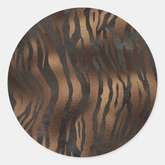 Black Bronze Tiger Elegant Chic Stylish Ronde Sticker (Voorkant)