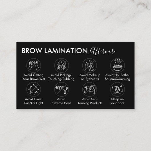 Black Brow Lamination Advice Instruction Visitekaartje (Achterkant)