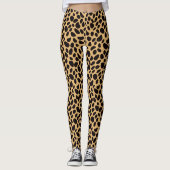 Black Brown And Tan Big Cat Pattern Leopard Skin Leggings (Voorkant)