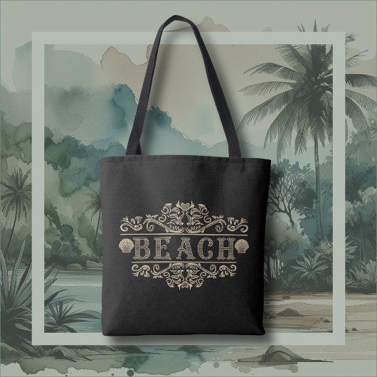 Black & Brown  Beach Logo Canvas tas