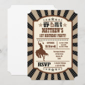 Black Brown Cowboy Rodeo Birthday Party Invitation Kaart (Voorkant / Achterkant)