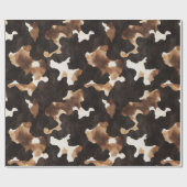 Black Brown Cream Cow Print Birthday Cadeaupapier (Vlak)