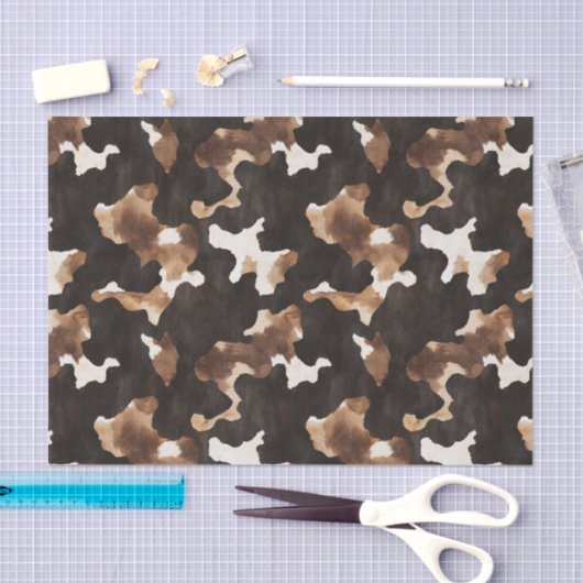 Black Brown Cream Cow Print Birthday Tissuepapier (Craft)