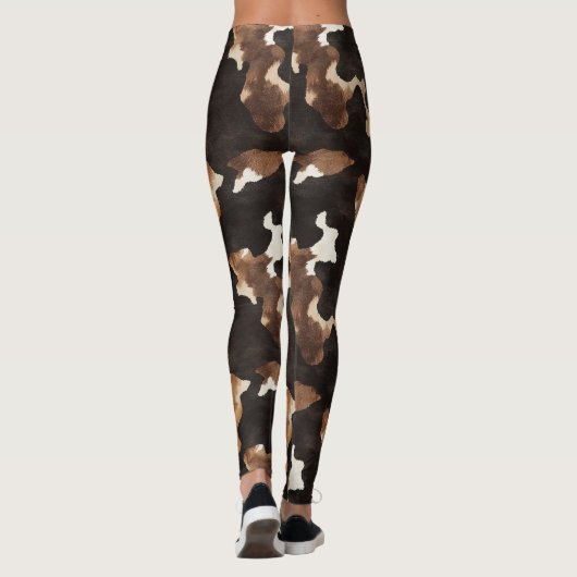 Black Brown Cream Cow Print Leggings (Achterkant)