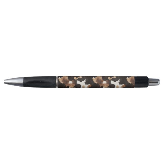 Black Brown Cream Cow Print Pen (Voorkant)