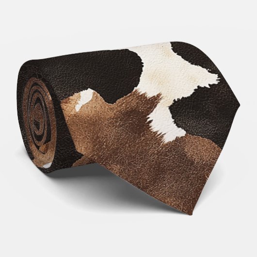 Black Brown Cream Cow Print Stropdas (Opgerold)