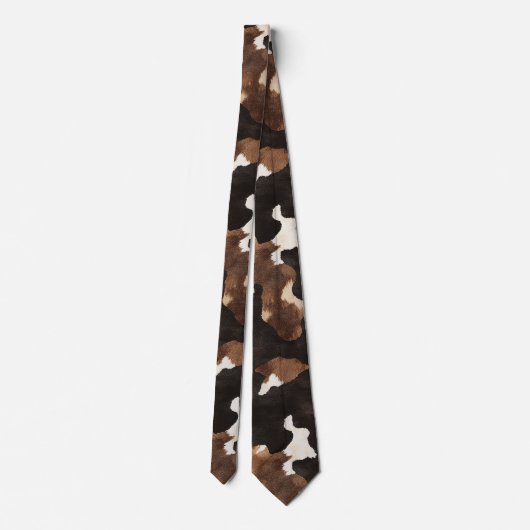 Black Brown Cream Cow Print Stropdas (Achterkant)