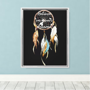 Black Brown Dream catcher waterverf Canvas Afdruk