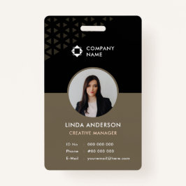 Black Brown Employee Photo ID Abstract Patroon Badge