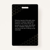 Black Brown Employee Photo ID Abstract Patroon Badge (Achterkant)