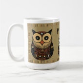 Black Brown Folk Art Owl Aangepaste naam Koffiemok (Links)