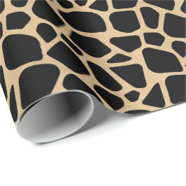 Black Brown Giraffe Print Cadeaupapier